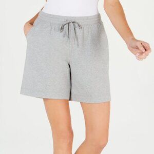 NEW! Karen Scott Sport Shorts Grey Petite Small Drawstring Cotton & spandex Pock